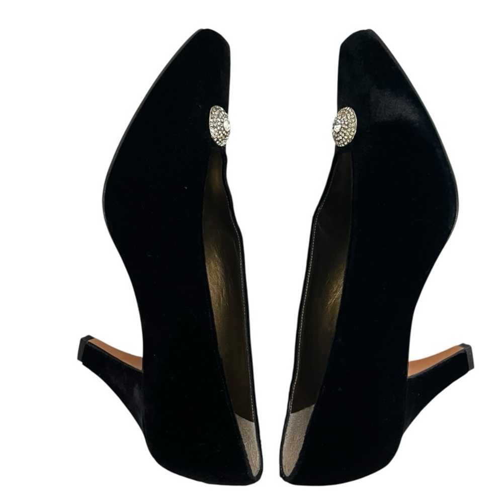 Yves Saint Laurent Black Velvet Jeweled Pointed Toe Heels Size 7.5 Party Vintage - Picture 6 of 11